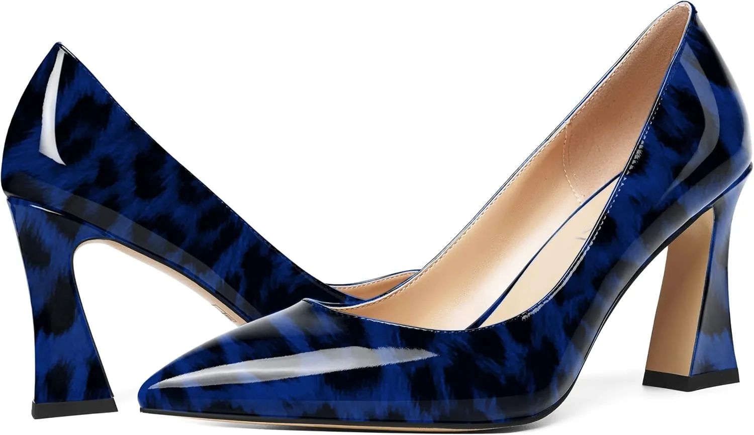 SHOWFOREST Womens Sexy Wedding Pointed Toe Slip On Patent Spool High Heel Pumps Shoes 3.3 Inch