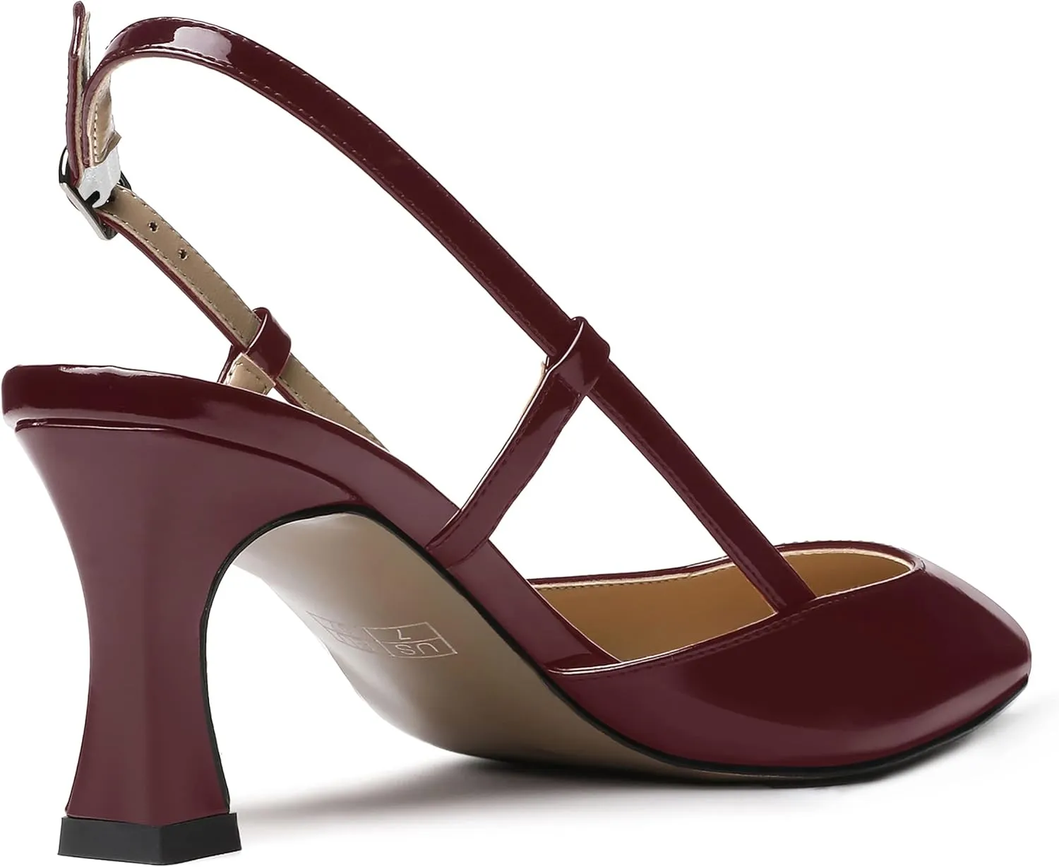 SKYSTERRY Women's Slip On Patent Pointed Toe Slingback Casual Dating Spool Mid Heel Pumps Shoes 2.5 Inch