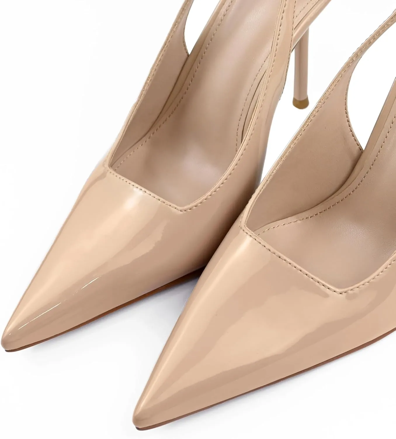 Slingback Heels for Women Pointed Toe Stiletto High Heels Stretch Slip on Backless Patent Leather Fashion Comfortable Dress Pumps Shoes