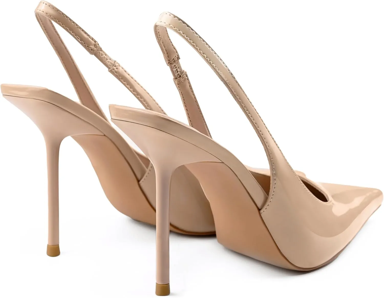 Slingback Heels for Women Pointed Toe Stiletto High Heels Stretch Slip on Backless Patent Leather Fashion Comfortable Dress Pumps Shoes