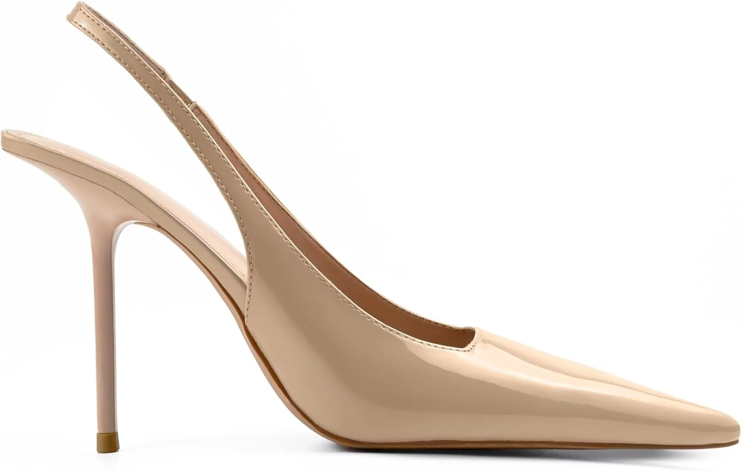 Slingback Heels for Women Pointed Toe Stiletto High Heels Stretch Slip on Backless Patent Leather Fashion Comfortable Dress Pumps Shoes