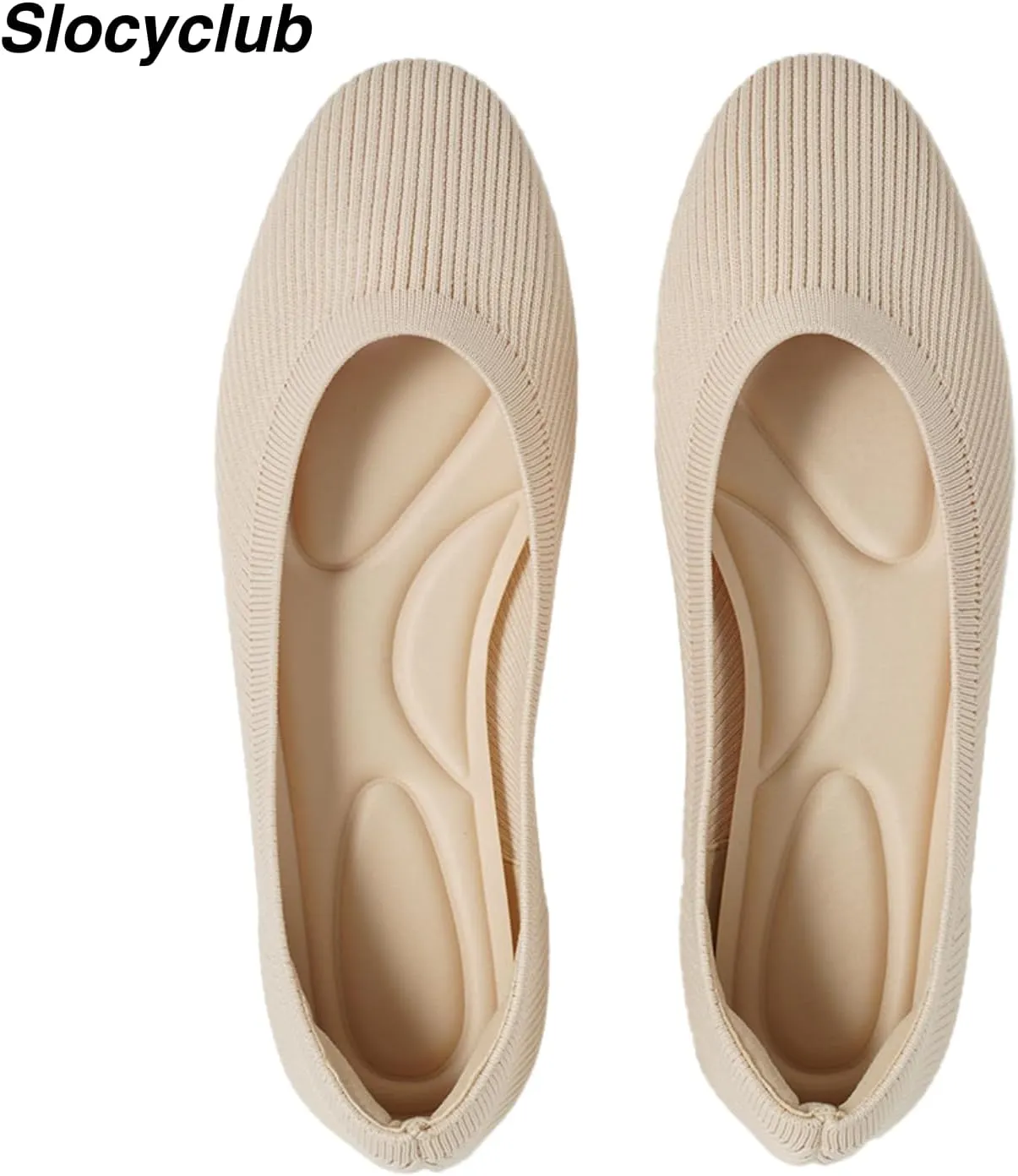 Slocyclub Flat Shoes for Women Classic Pointed Toe Slip On Ballet Shoes Knitted Texture Black Comfortable Dress Shoes
