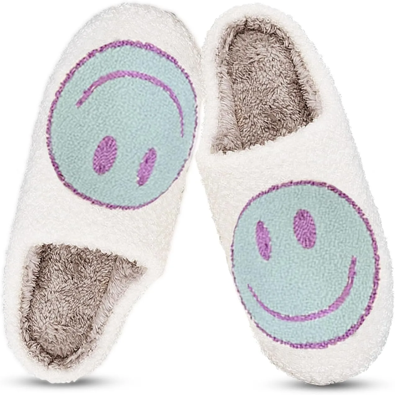 Smile Face Slippers for Women Happy face slippers Retro Soft Plush Warm Slip-on Slippers, Cozy Indoor Outdoor Slippers