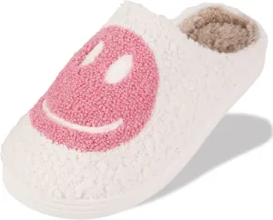 Smile Face Slippers For Women Men, Retro Soft Plush Lightweight Cute Happy Face House Slides, Cozy Fluffy Warm Home Cloud Slippers Slip-On Fleece Shoes Non-Slip Indoor Outdoor