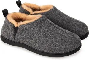 Snug Leaves Men's Faux Wool Slippers Comfy Warm Winter House Shoes with Elastic Gores