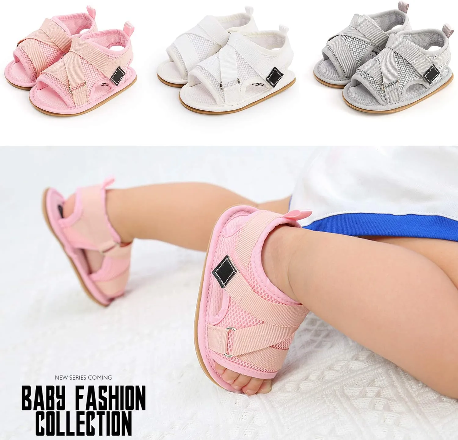 SOFMUO Baby Boys Girls Closed-Toe Sandals Breathable Athletic Soft Sole Anti-Slip Infant Summer Toddler Beach Walking Shoes