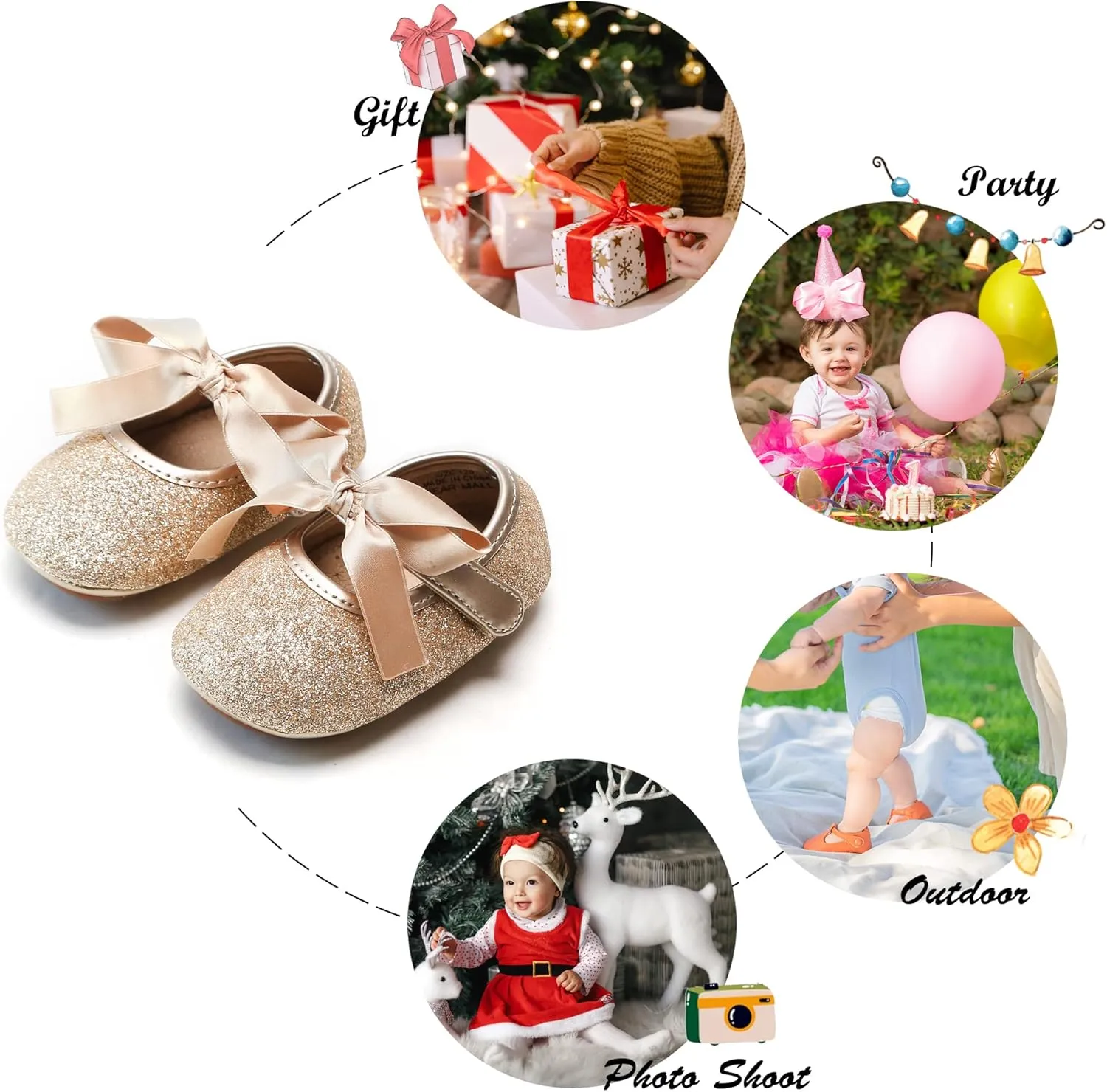 Soft Sole Baby Dress Shoes - Infant Baby Walking Shoes Moccasinss Rubber Sole Crib Shoes.