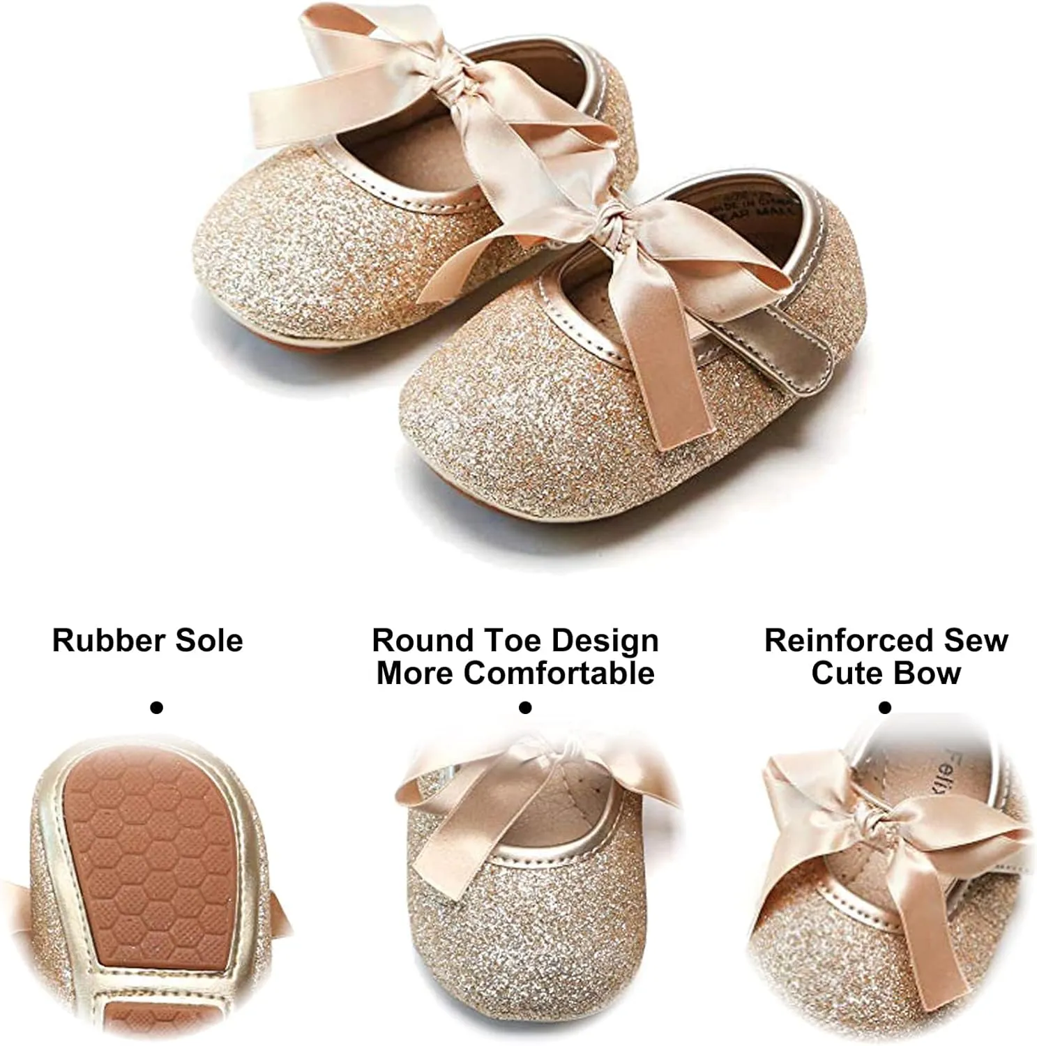 Soft Sole Baby Dress Shoes - Infant Baby Walking Shoes Moccasinss Rubber Sole Crib Shoes.