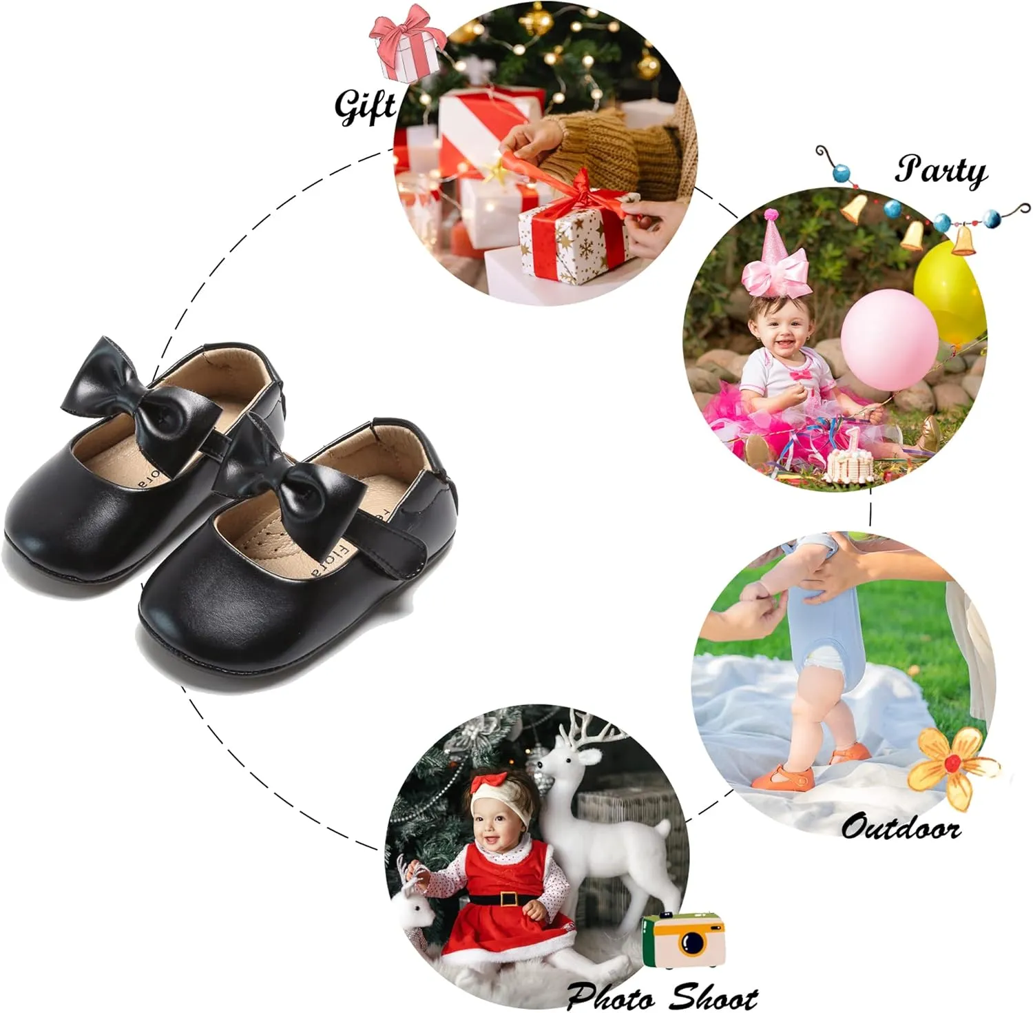 Soft Sole Baby Dress Shoes - Infant Baby Walking Shoes Moccasinss Rubber Sole Crib Shoes.