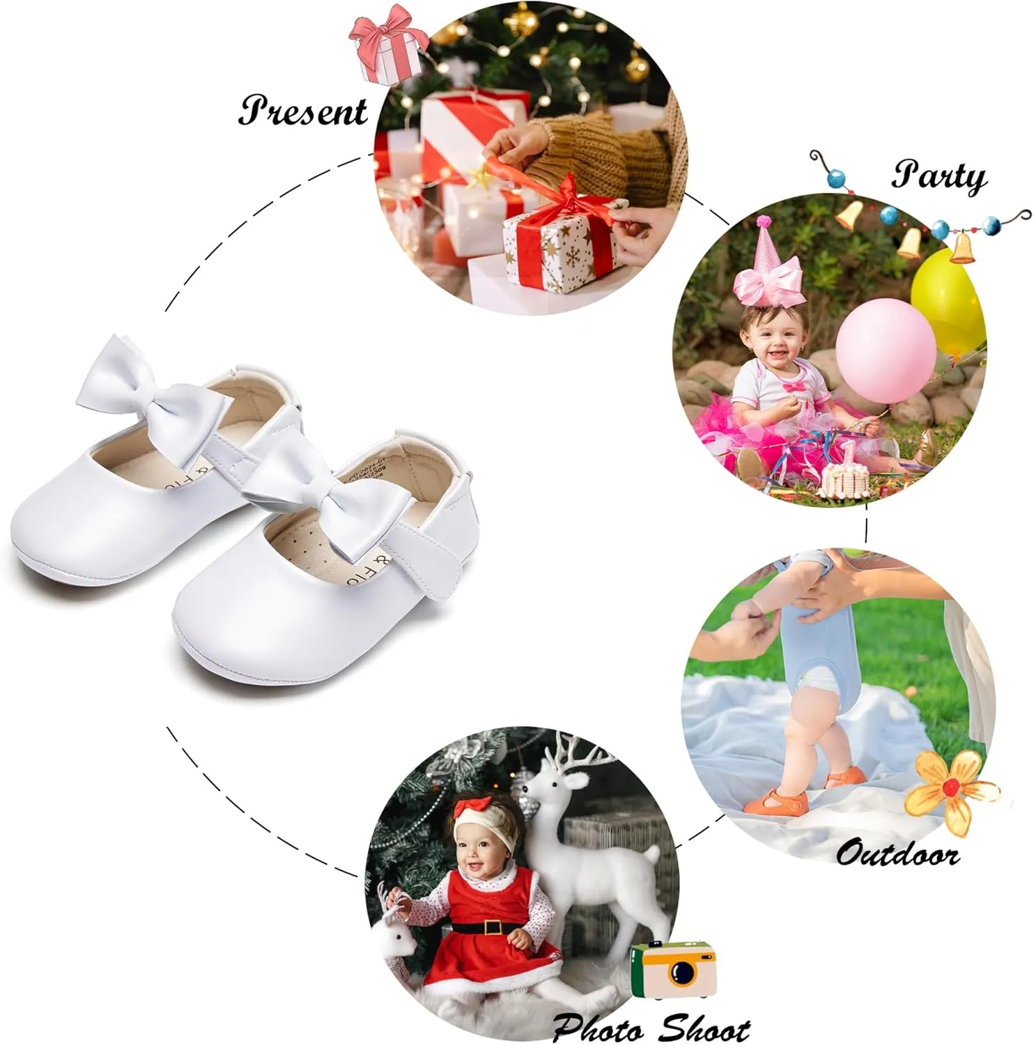 Soft Sole Baby Dress Shoes - Infant Baby Walking Shoes Moccasinss Rubber Sole Crib Shoes.
