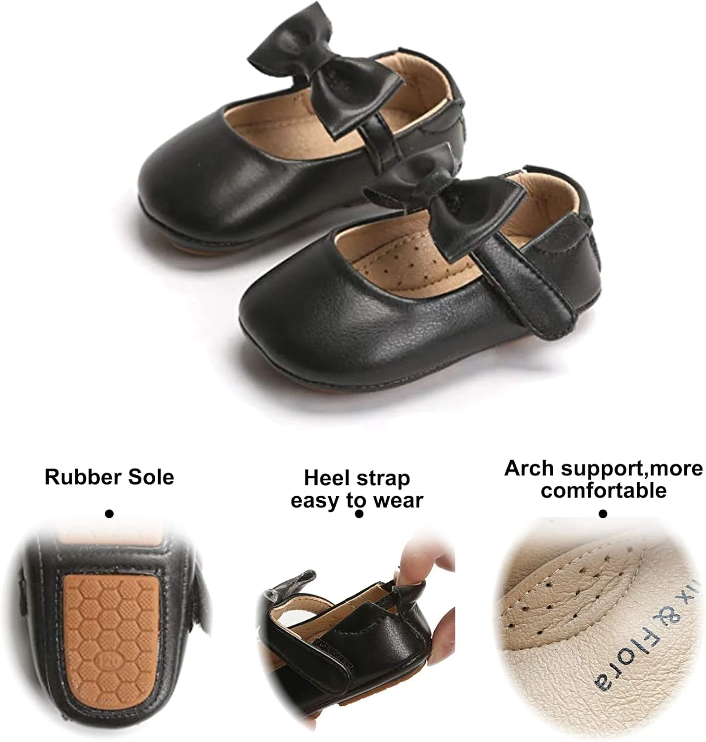 Soft Sole Baby Dress Shoes - Infant Baby Walking Shoes Moccasinss Rubber Sole Crib Shoes.
