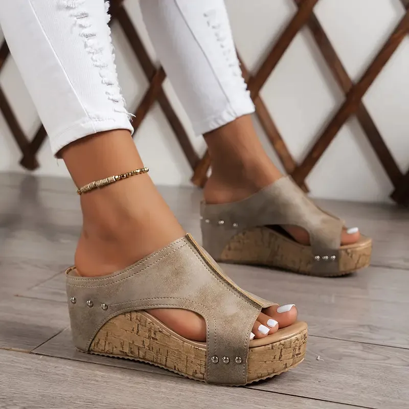 Solid Platform Slip-On Sandals