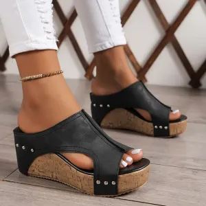 Solid Platform Slip-On Sandals