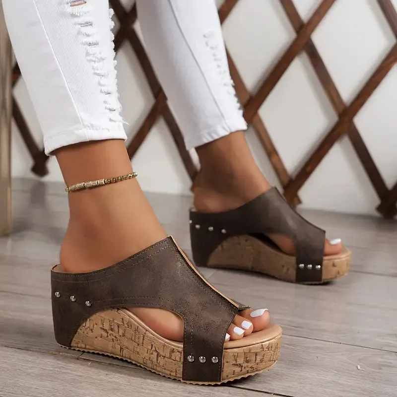 Solid Platform Slip-On Sandals