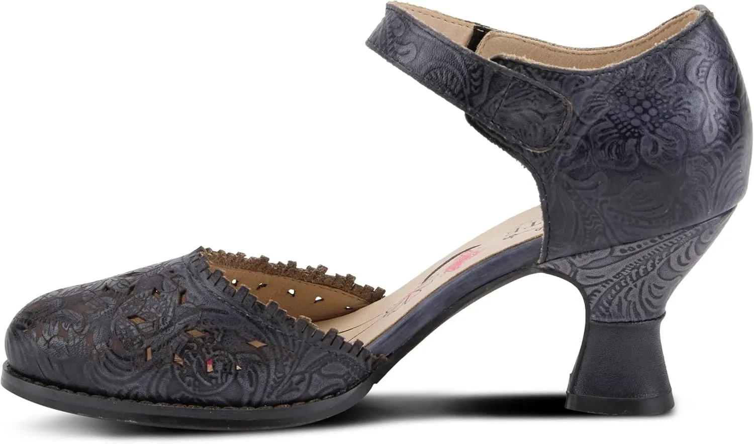 Spring Step L'Artiste Visionary Pump Shoes for Women | French Inspired Hand Painted Leather D'Orsay High Heels for Women with Ankle Strap