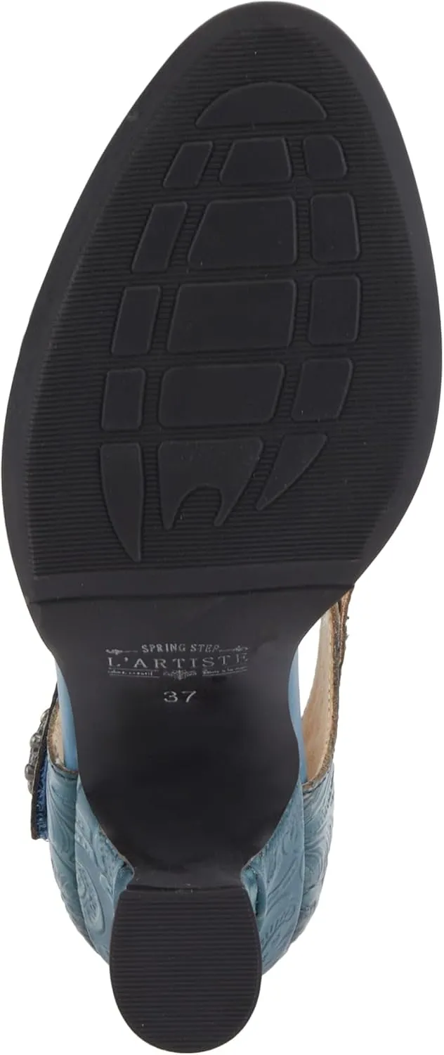Spring Step L'Artiste Visionary Pump Shoes for Women | French Inspired Hand Painted Leather D'Orsay High Heels for Women with Ankle Strap