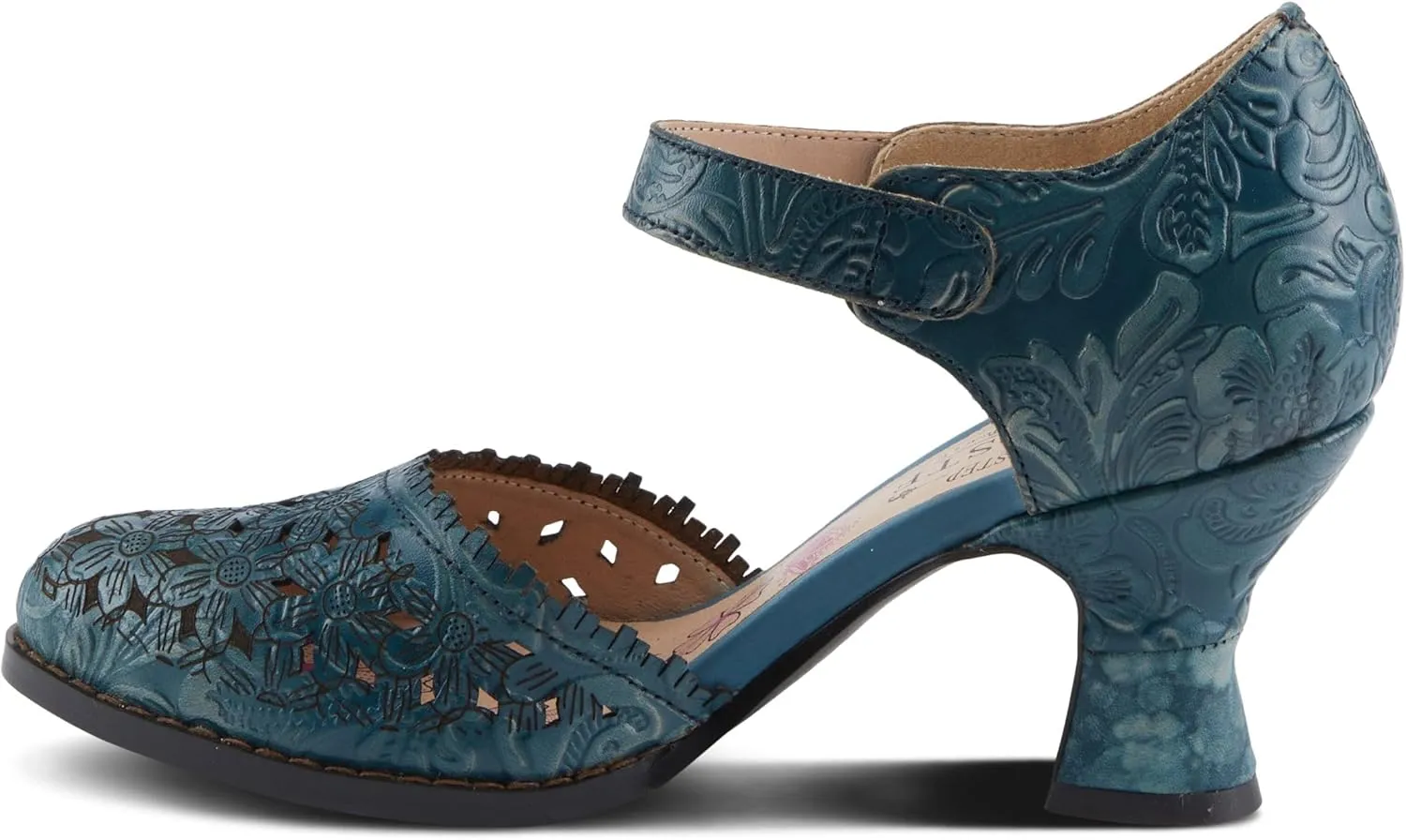 Spring Step L'Artiste Visionary Pump Shoes for Women | French Inspired Hand Painted Leather D'Orsay High Heels for Women with Ankle Strap