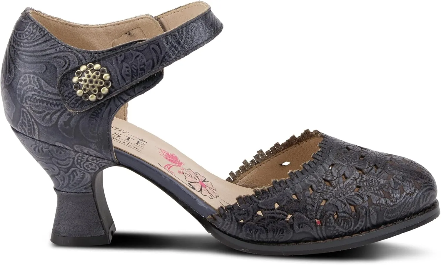 Spring Step L'Artiste Visionary Pump Shoes for Women | French Inspired Hand Painted Leather D'Orsay High Heels for Women with Ankle Strap