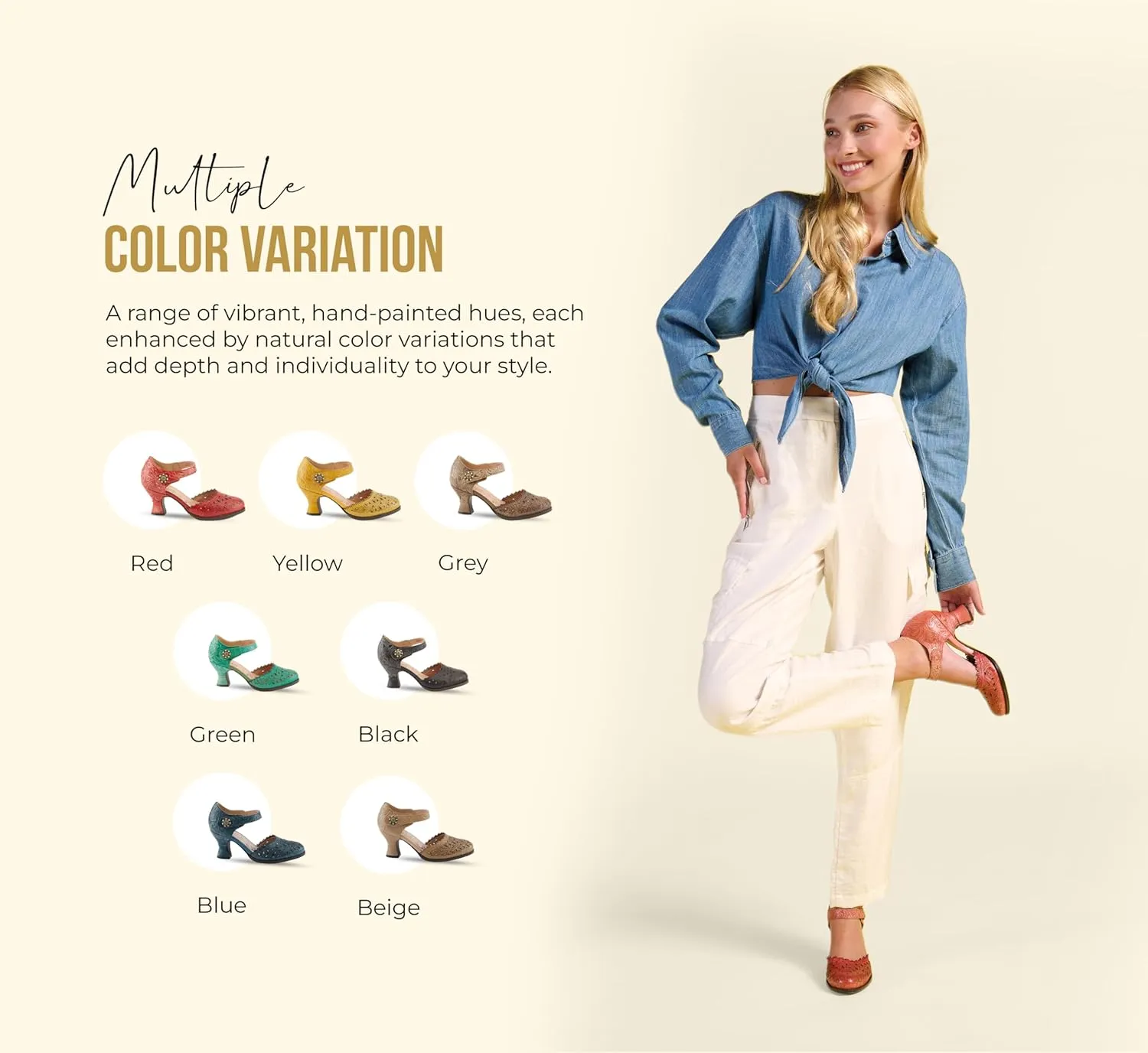 Spring Step L'Artiste Visionary Pump Shoes for Women | French Inspired Hand Painted Leather D'Orsay High Heels for Women with Ankle Strap