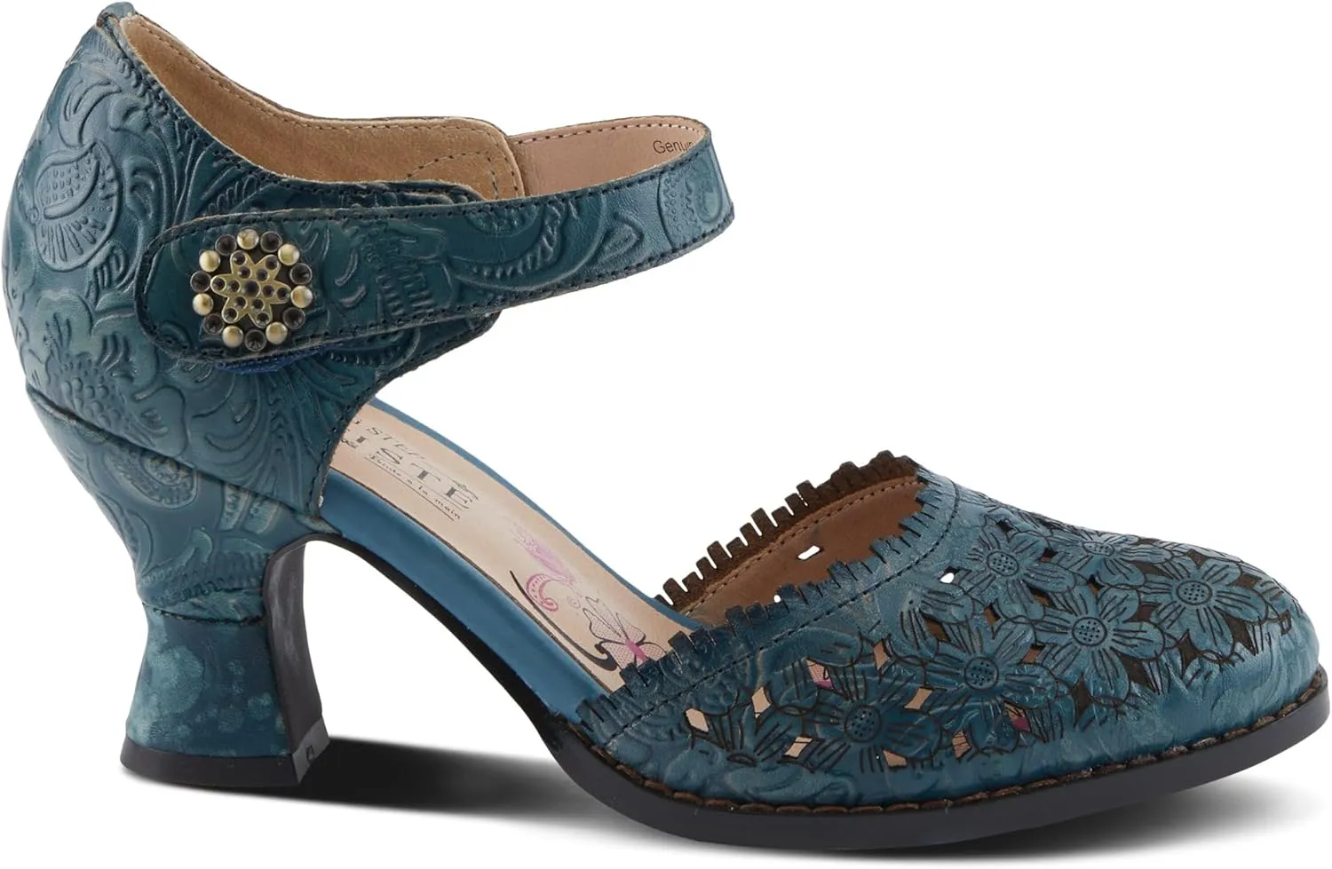 Spring Step L'Artiste Visionary Pump Shoes for Women | French Inspired Hand Painted Leather D'Orsay High Heels for Women with Ankle Strap