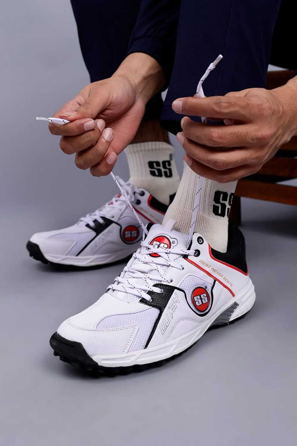 SS Cricket Gutsy Light Weight Premium Cricket, Color - White Blue - Adult Size US 5