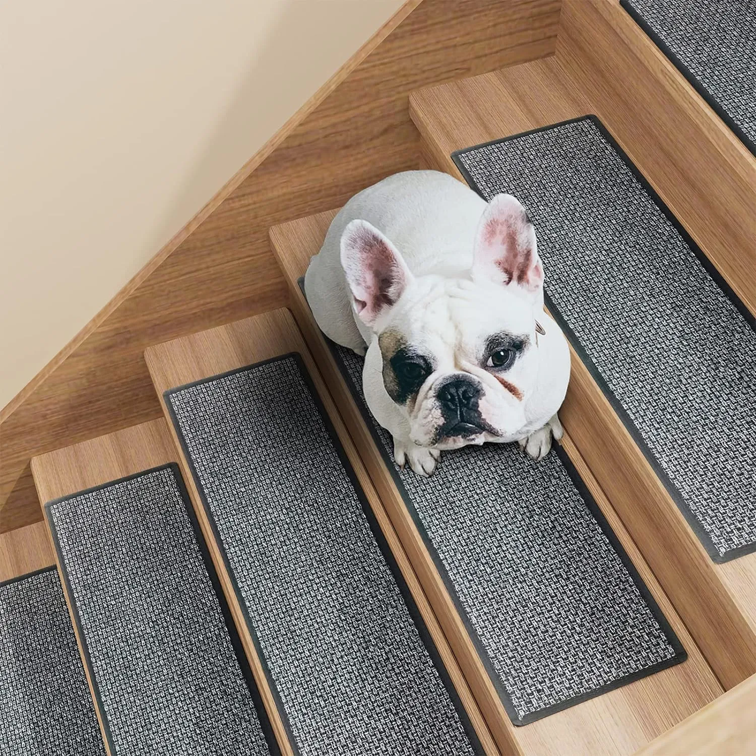 Stair Treads Carpet 15 pcs for Wooden Steps with Non Slip Rubber Backing, 100% Polyester Soft Stairs Resistant Indoor Skid Runner Safety Rugs for Kids Elders and Pets 30" * 8" (Dark Gray)