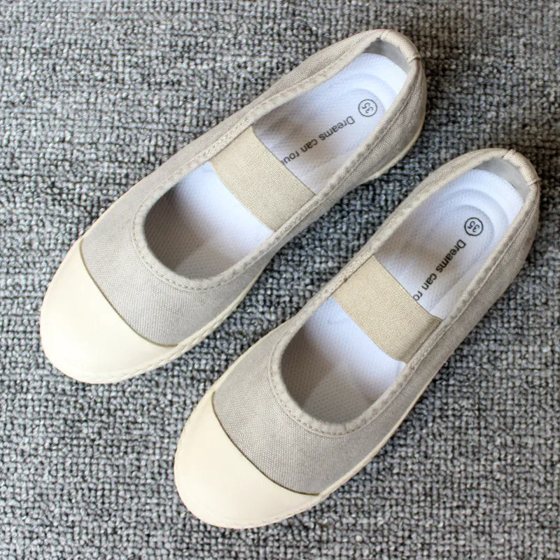 storexq Spring, Summer, Autumn Three Seasons Wearable Japanese Women's Shoes Slip-on Lazy Shoes Washed Old Soft-Soled Canvas Shoes
