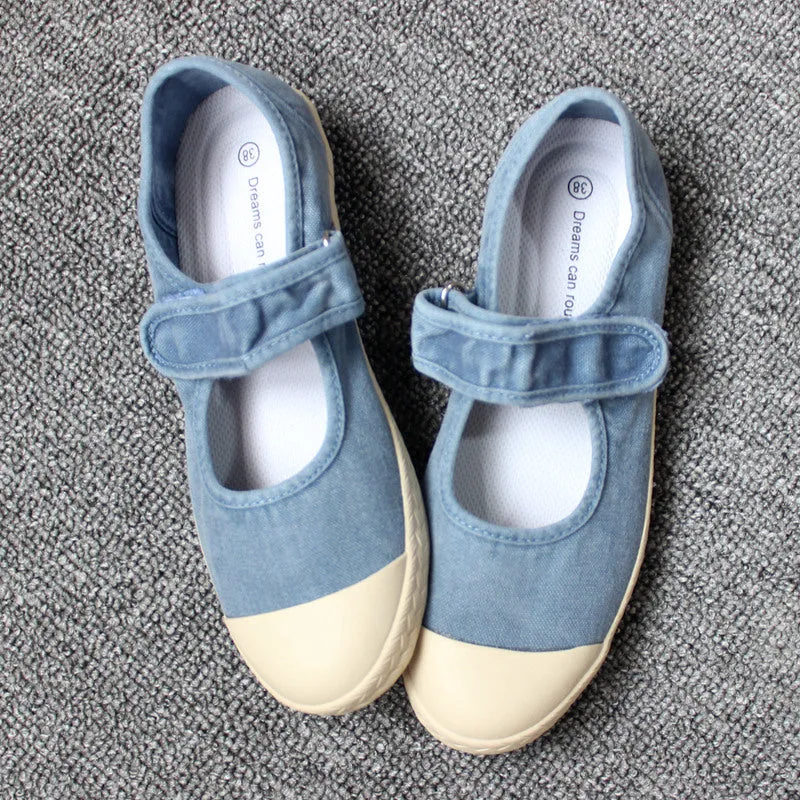 storexq Spring, Summer, Autumn Three Seasons Wearable Japanese Women's Shoes Slip-on Lazy Shoes Washed Old Soft-Soled Canvas Shoes
