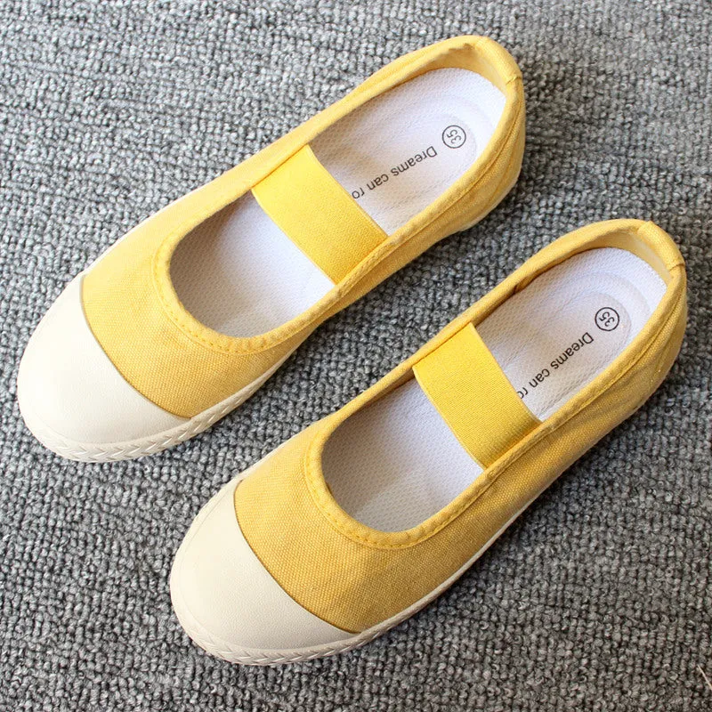 storexq Spring, Summer, Autumn Three Seasons Wearable Japanese Women's Shoes Slip-on Lazy Shoes Washed Old Soft-Soled Canvas Shoes