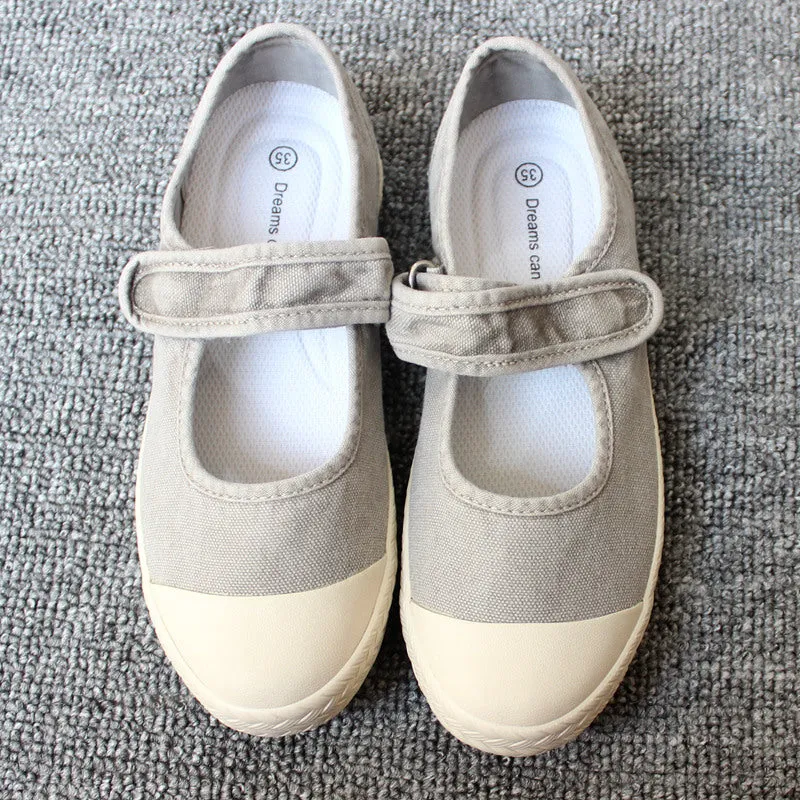 storexq Spring, Summer, Autumn Three Seasons Wearable Japanese Women's Shoes Slip-on Lazy Shoes Washed Old Soft-Soled Canvas Shoes