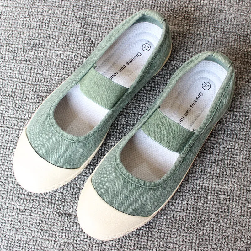 storexq Spring, Summer, Autumn Three Seasons Wearable Japanese Women's Shoes Slip-on Lazy Shoes Washed Old Soft-Soled Canvas Shoes