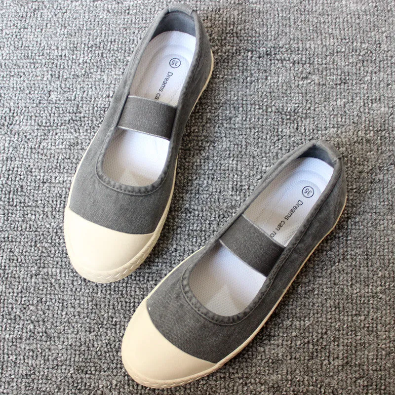 storexq Spring, Summer, Autumn Three Seasons Wearable Japanese Women's Shoes Slip-on Lazy Shoes Washed Old Soft-Soled Canvas Shoes
