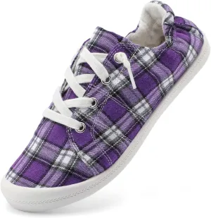 STQ Slip On Classic Sneakers for Women Comfy Casual Shoes Multi Plaid 6