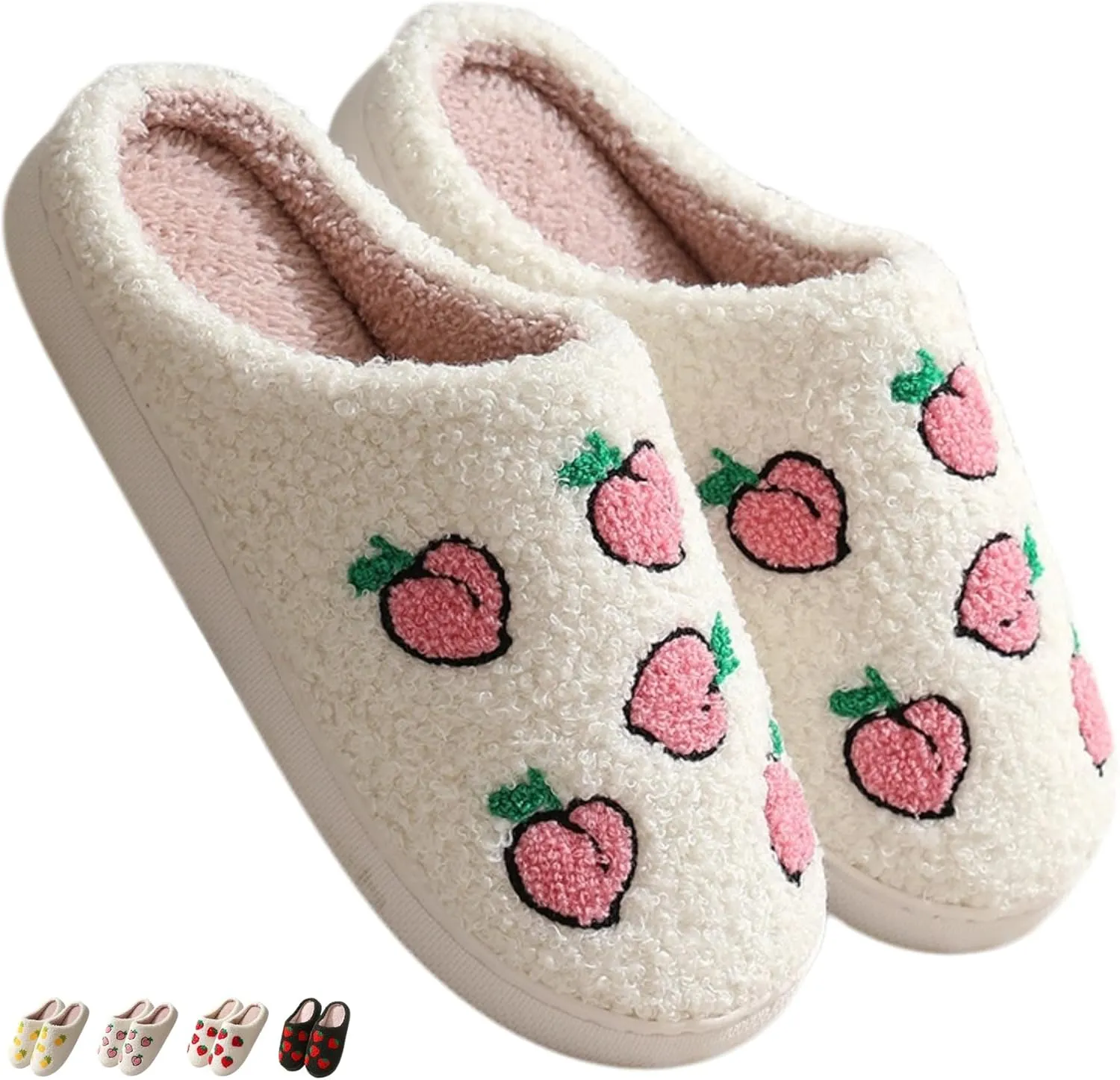 Strawberry Slippers for Women Men Indoor Comfy Cute Couple Plush Warm Home Slippers Slides Winter Cozy Soft Non Slip House Bedroom Outdoor Shoes Slip On Fuzzy Slippers