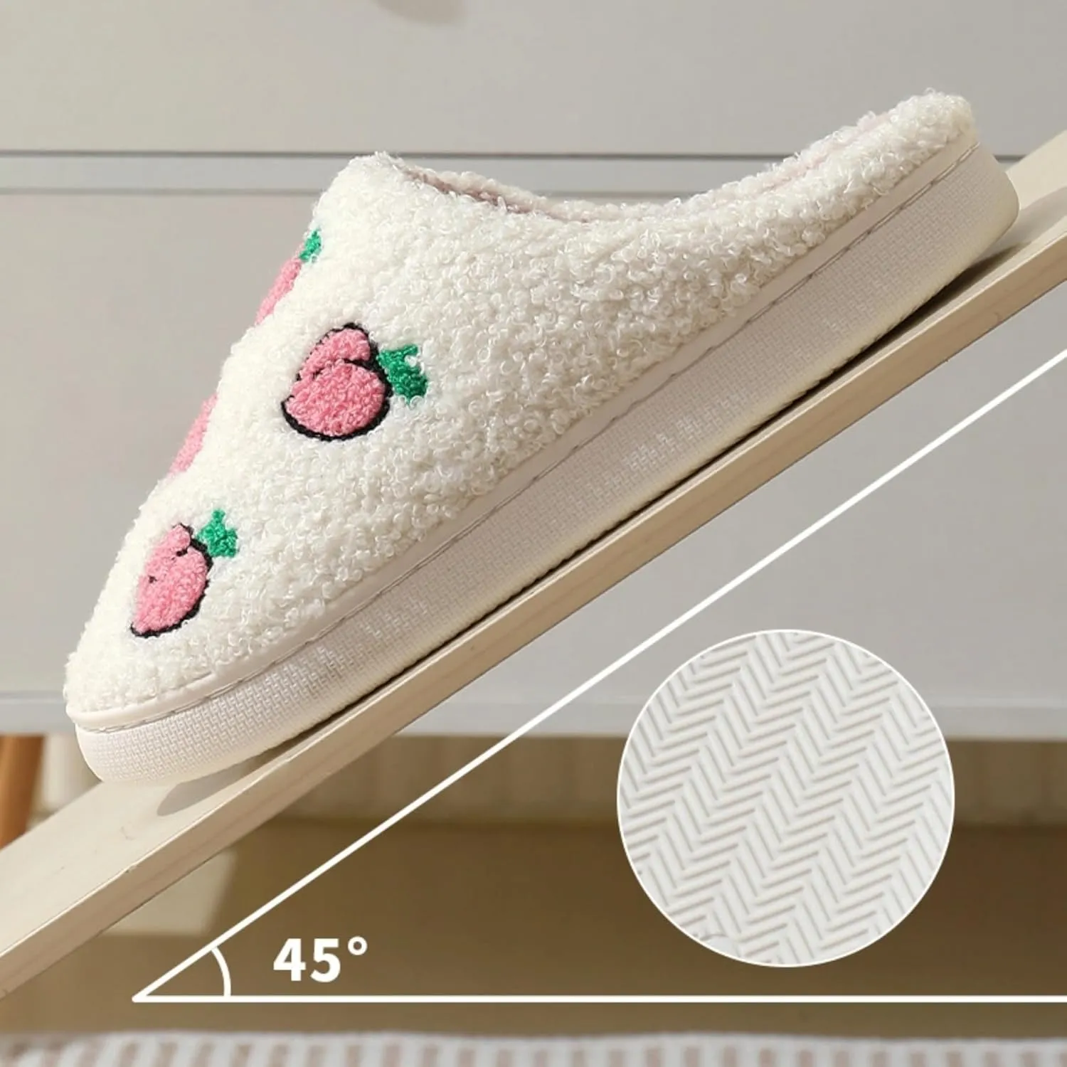 Strawberry Slippers for Women Men Indoor Comfy Cute Couple Plush Warm Home Slippers Slides Winter Cozy Soft Non Slip House Bedroom Outdoor Shoes Slip On Fuzzy Slippers