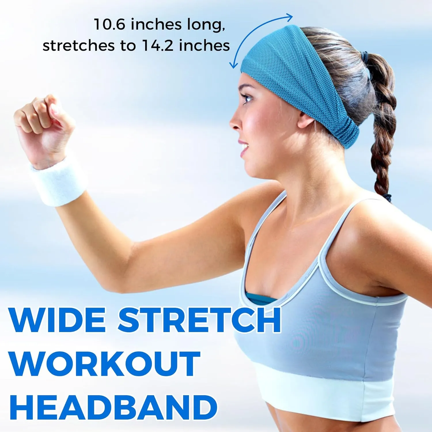 Sukeen Cooling Workout Headbands Women Men, Wide Stretchy Non-Slip Moisture Wicking Hairband, Sports Running Sweat Bands