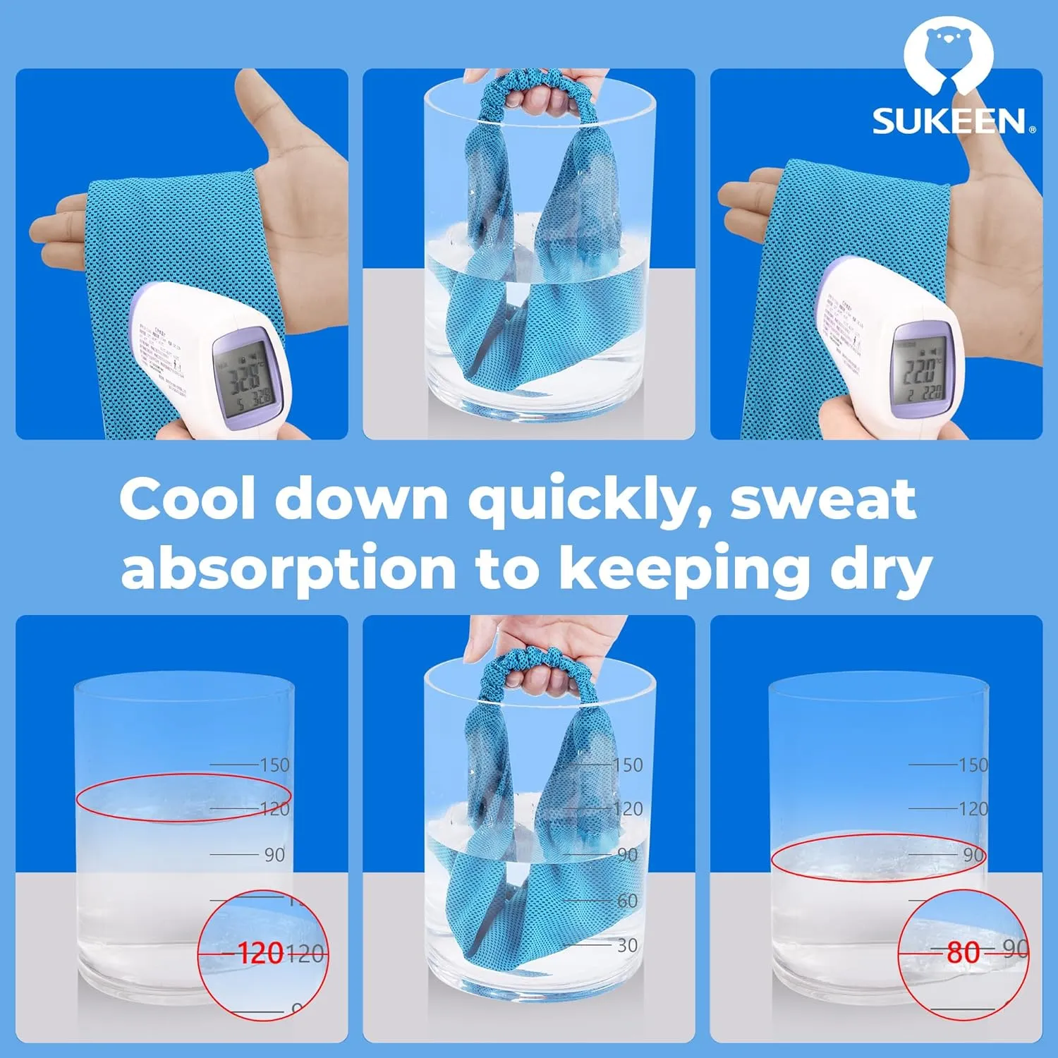 Sukeen Cooling Workout Headbands Women Men, Wide Stretchy Non-Slip Moisture Wicking Hairband, Sports Running Sweat Bands