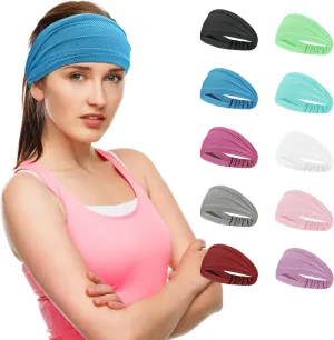 Sukeen Cooling Workout Headbands Women Men, Wide Stretchy Non-Slip Moisture Wicking Hairband, Sports Running Sweat Bands