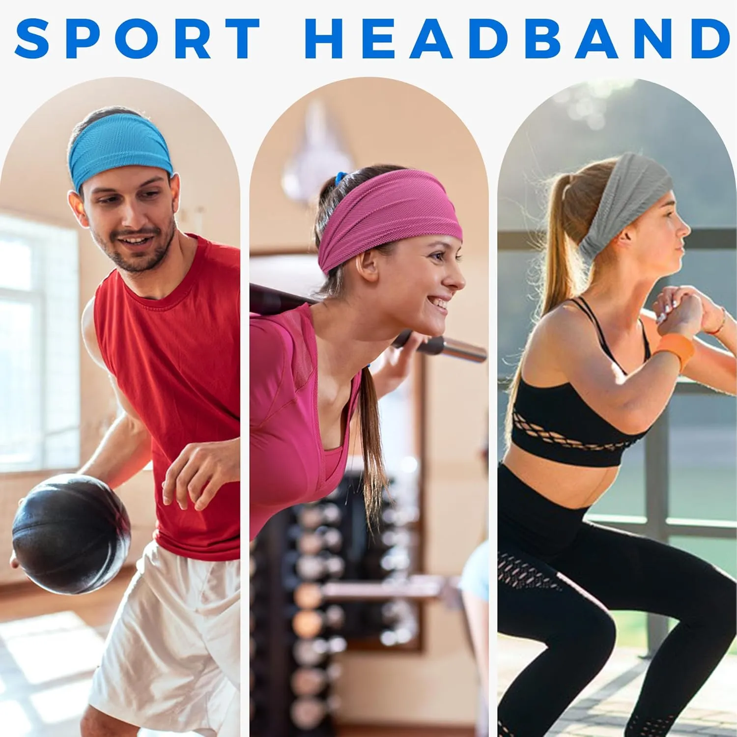Sukeen Cooling Workout Headbands Women Men, Wide Stretchy Non-Slip Moisture Wicking Hairband, Sports Running Sweat Bands