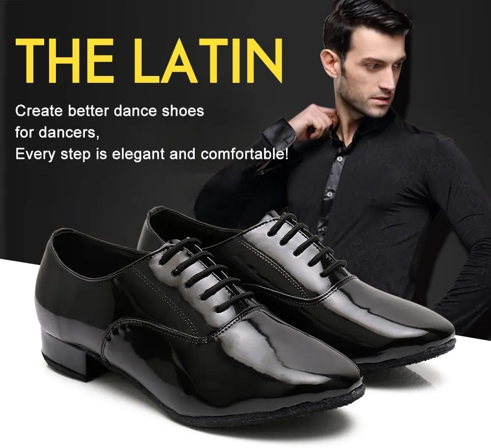 SWDZM Men's Leather Dance Shoes Standard Latin Ballroom Tango Modern Professional Practice Dance Shoes