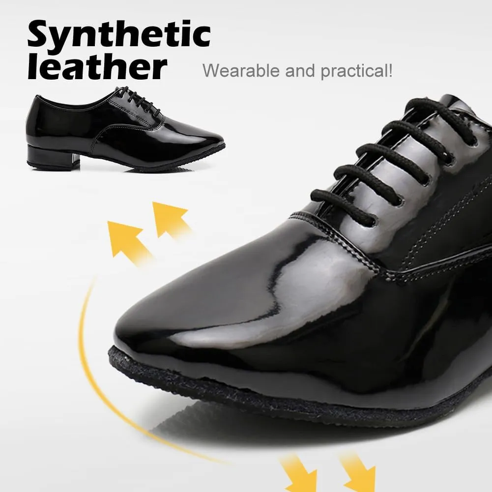 SWDZM Men's Leather Dance Shoes Standard Latin Ballroom Tango Modern Professional Practice Dance Shoes