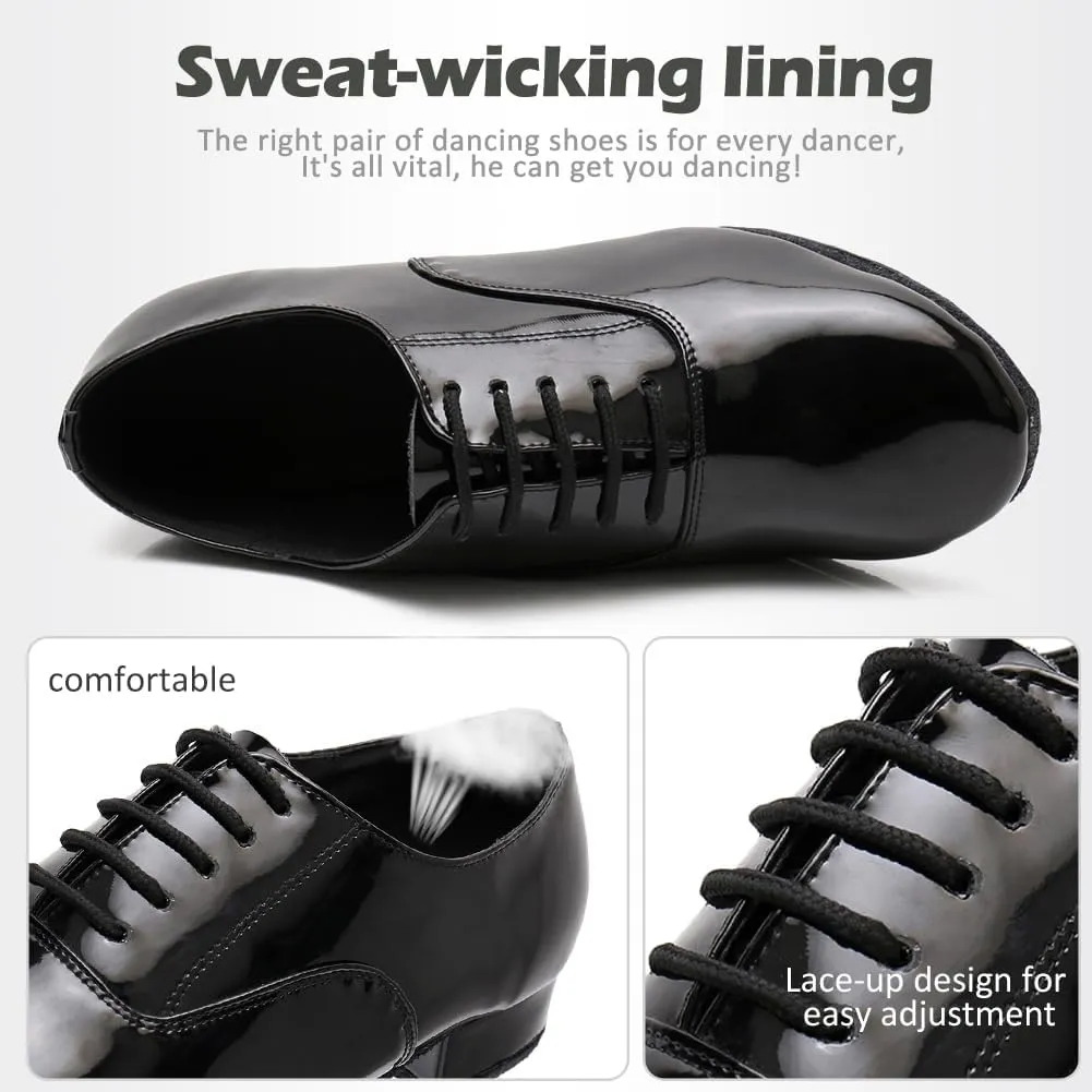 SWDZM Men's Leather Dance Shoes Standard Latin Ballroom Tango Modern Professional Practice Dance Shoes