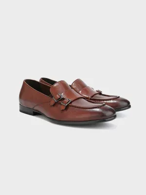 Tan Leather Monk Shoes