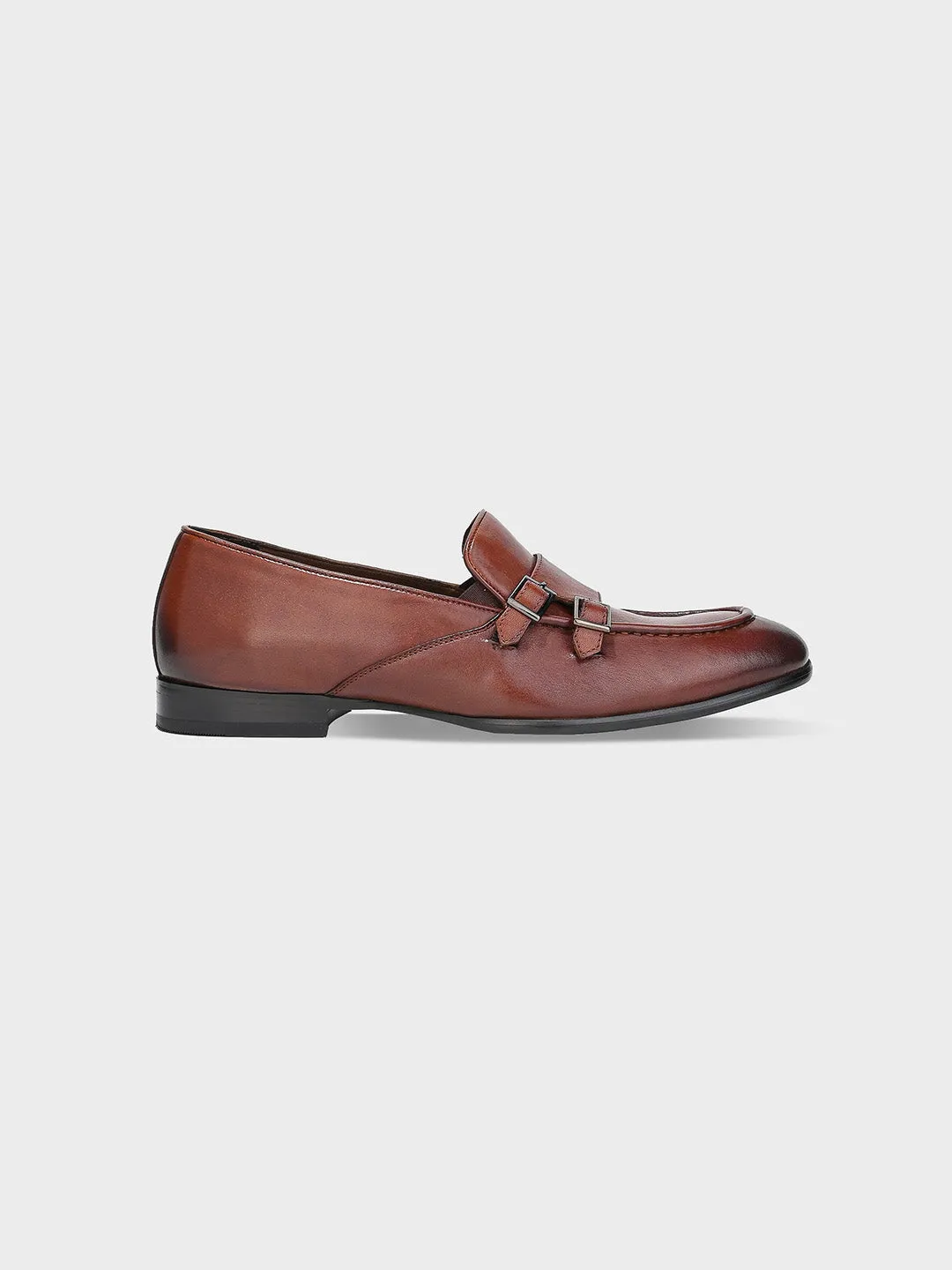 Tan Leather Monk Shoes
