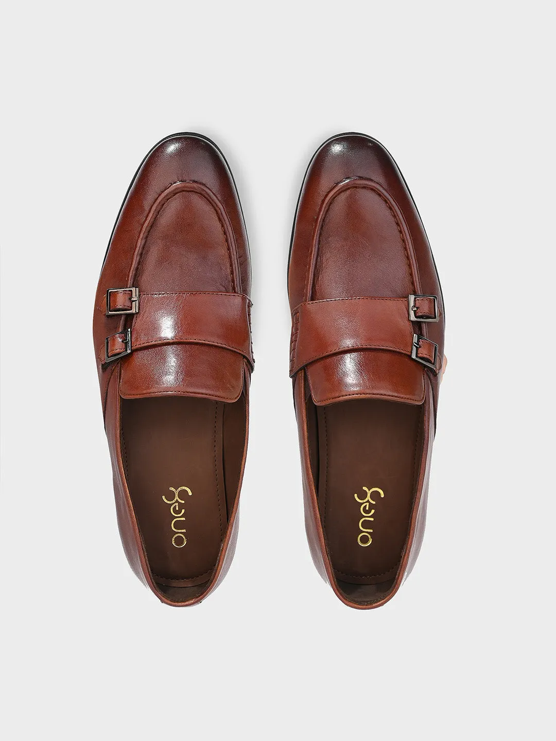 Tan Leather Monk Shoes