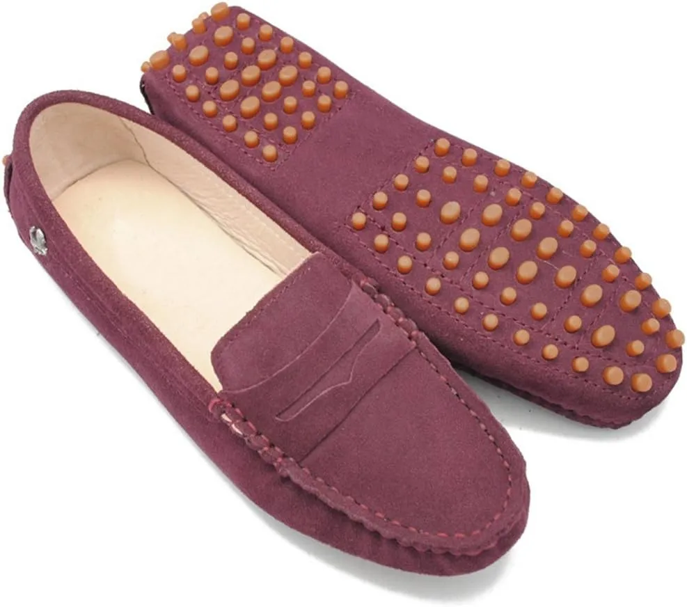 TDA Womens Comfortable Suede Leather Driving Walking Running Boat Loafers Moccasins Flats Multi Colored