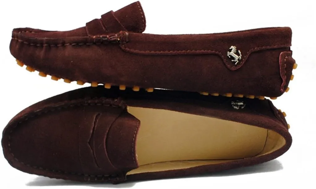 TDA Womens Comfortable Suede Leather Driving Walking Running Boat Loafers Moccasins Flats Multi Colored
