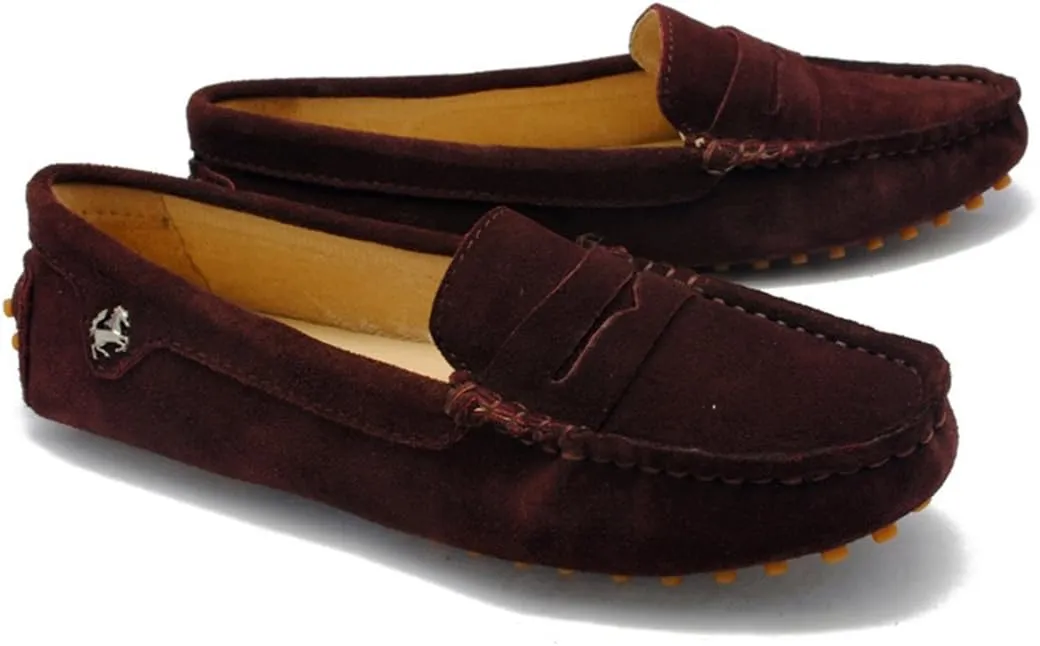 TDA Womens Comfortable Suede Leather Driving Walking Running Boat Loafers Moccasins Flats Multi Colored