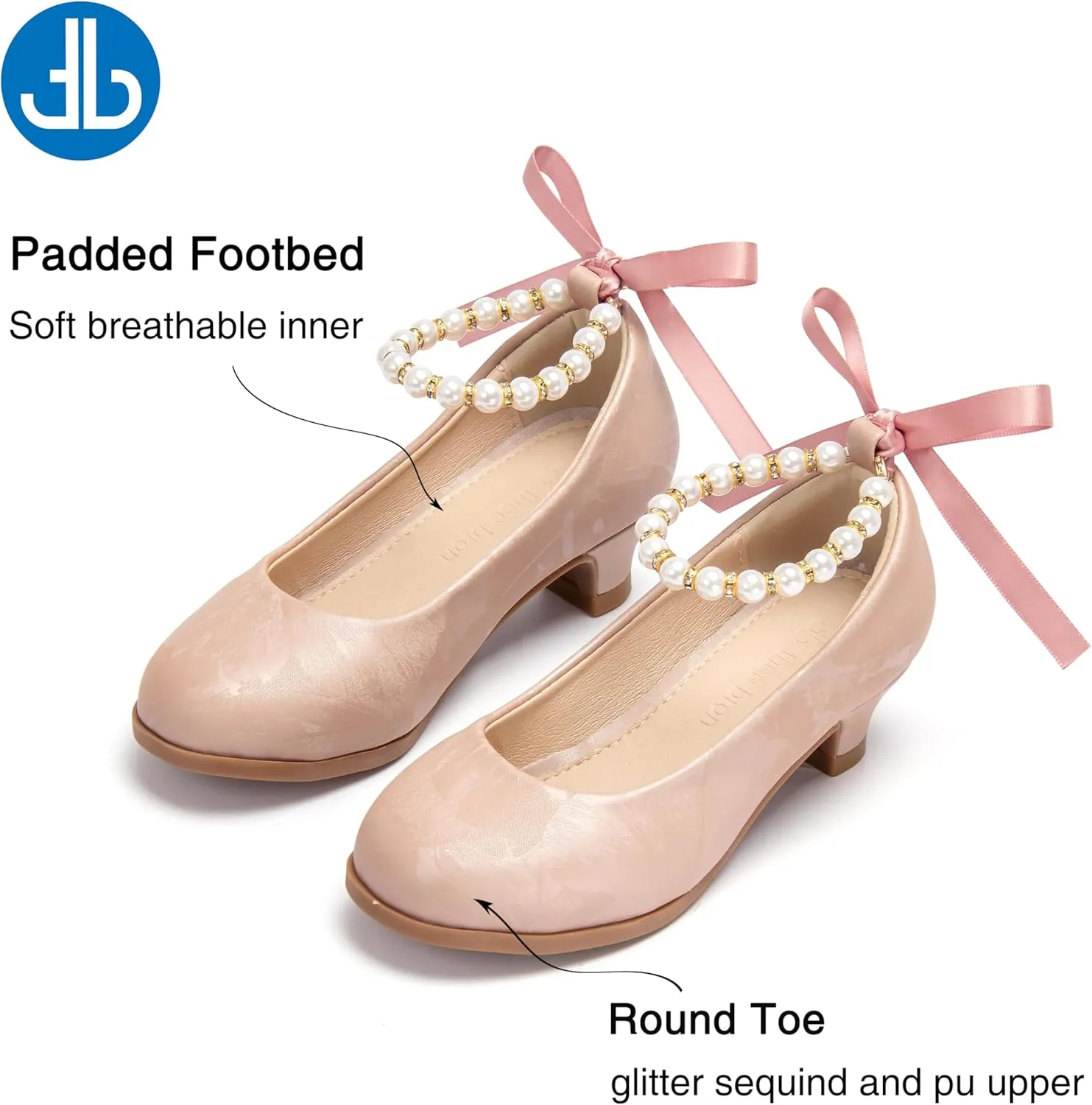 THEE BRON Girls Dress Shoes Mary Jane Heels Princess Wedding Party Pumps