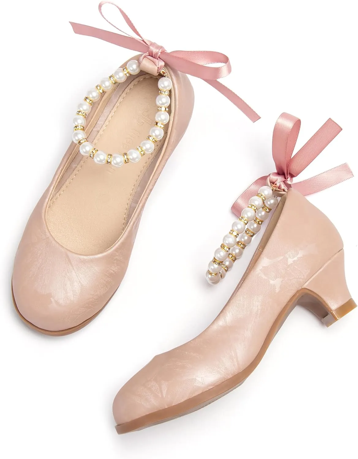 THEE BRON Girls Dress Shoes Mary Jane Heels Princess Wedding Party Pumps